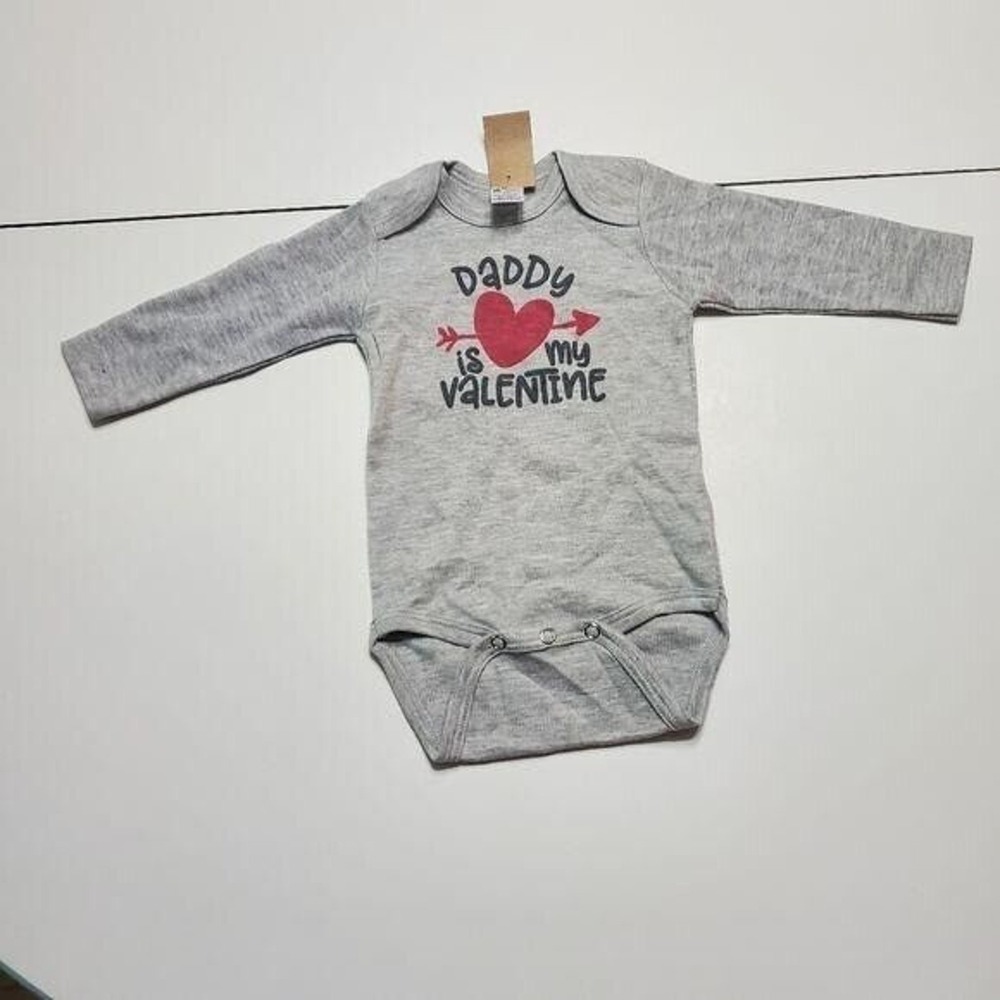 Daddy is my Valentine gray unisex baby shirt red heart & arrow
